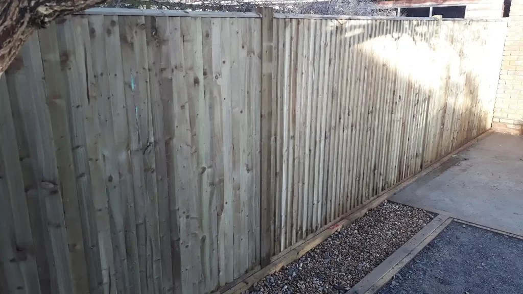 Closed board timber fencing 1.8m high.