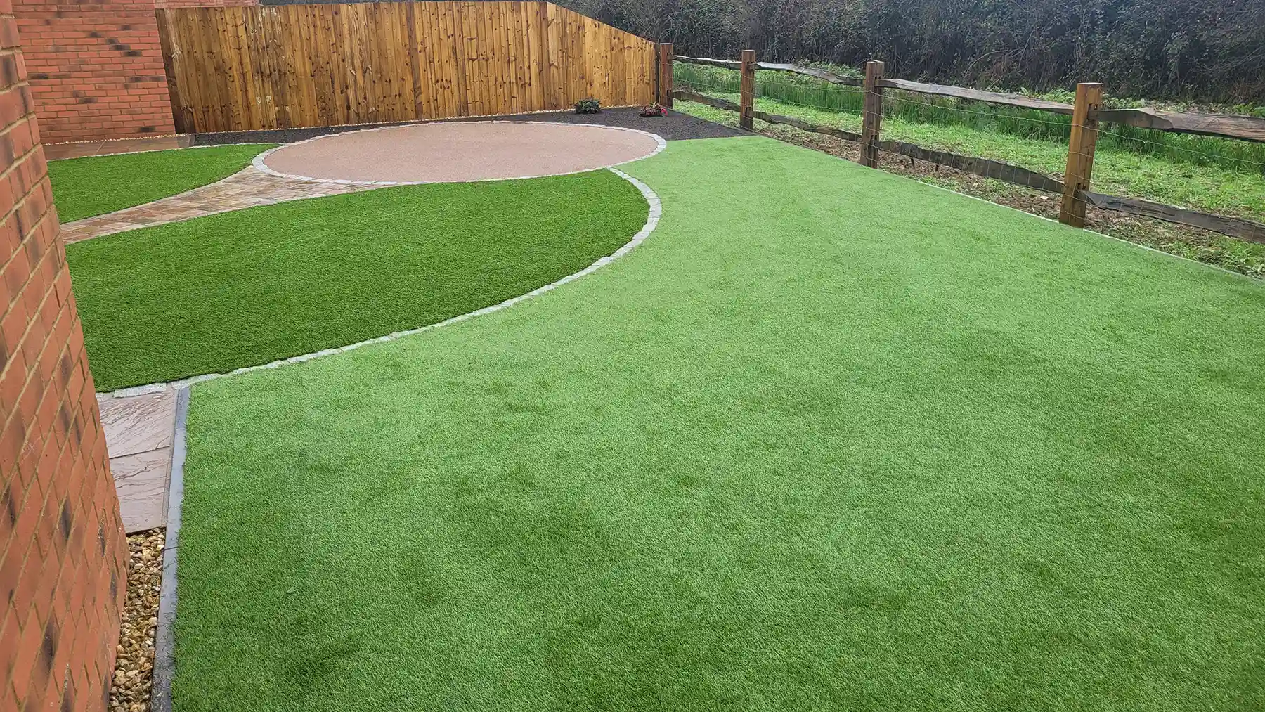 Large area of artificial grass with resin area.
